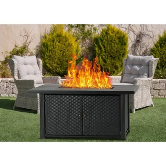 57" Rectangular Propane Fire Pit Table, 50,000 BTU Outdoor Heater with Rain Cover, CSA Certified, Steel/Iron Construction, Reversible Tabletop image {7}