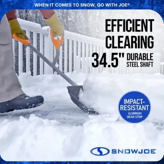 ErgieShovel Ergonomic Snow Shovel 18" Push and Scoop Blade, 34.5" Steel Lightweight Shaft with Dual D-Ring Handle, ERG-SNSH18 image {2}