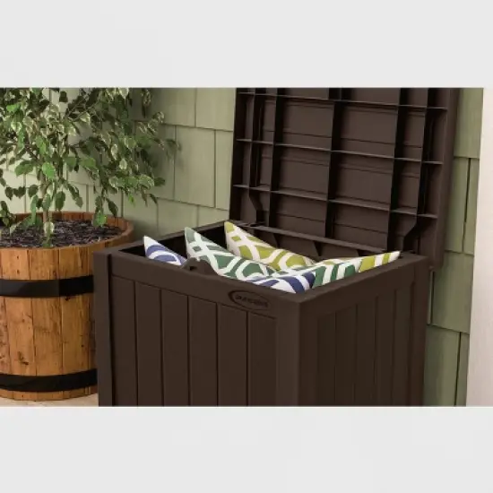 22gal Deck Box Storage Seat Brown - Suncast image {1}