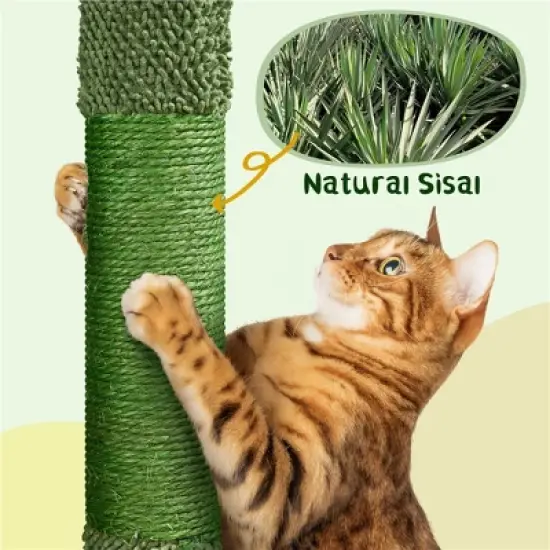Yaheetech 70.5&Prime; H Cactus Cat Tree Cat Tower with Natural Sisal, Green/Brown image {5}