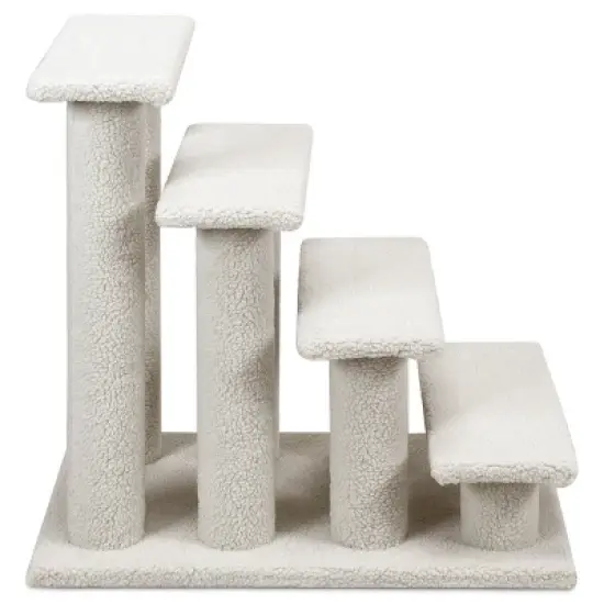 24''4-Step Pet Stairs Carpeted Ladder Ramp 8 Scratching Post Cat Tree Climber image {9}