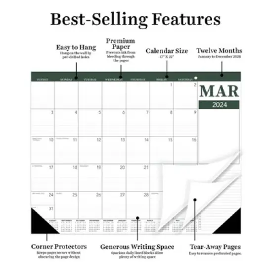 TF Publishing 2024 Monthly Desk Pad Blotter Calendar 12"x17" Professional image {2}