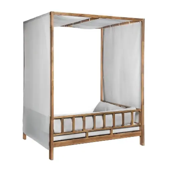 Scott Living Dara Outdoor Acacia Wood Daybed with Canopy and Curtains, Washable Cushions and Detachable Pillows image {5}