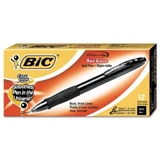 Bic Velocity Retractable Ballpoint Pen Black Ink 1.6mm Bold Dozen VLGB11BK image {9}