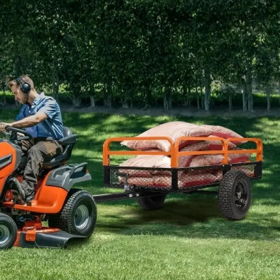 Acekool 1600 Lbs Steel Garden Cart, Heavy Duty Yard Utility Wagon with Dual Dump Modes, All-Terrain Wheels, Universal Hitch for Lawn Farm image {8}