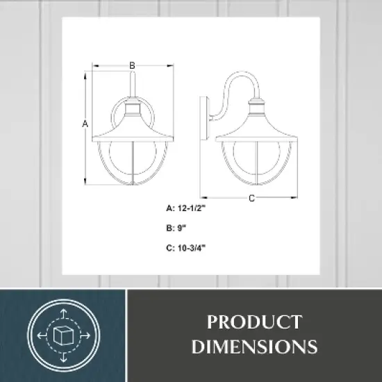 VAXCEL Dunlap 1 Light Textured Black Coastal Outdoor Wall Lantern Clear Glass image {3}