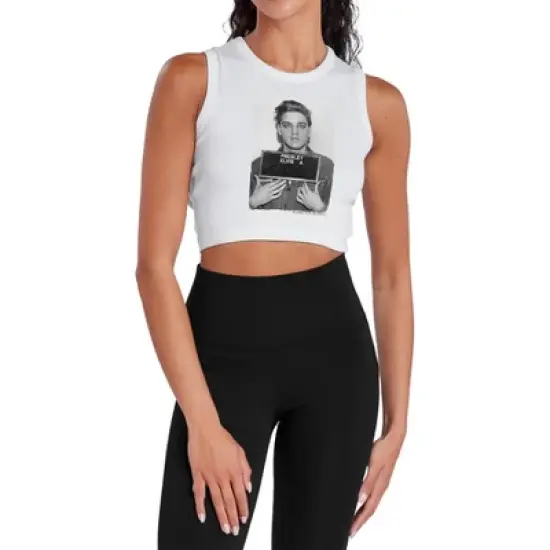 Women's Elvis Presleyarmy Mug Shot Sleeveless Crop Top Tank image {5}