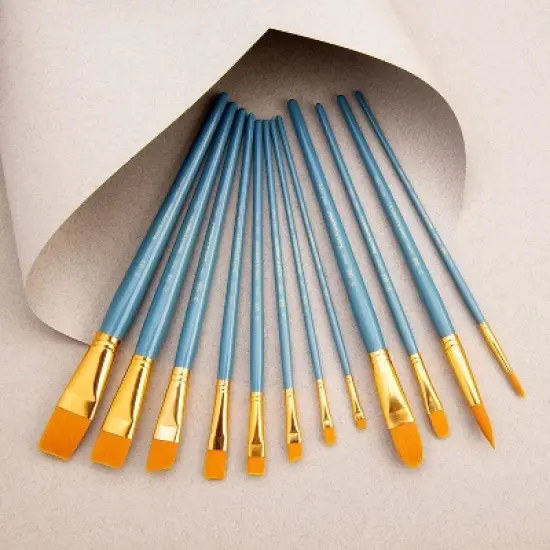 Royal & Langnickel(R) Gold Taklon Flat Value Pack Brush Set-12/Pkg image {2}