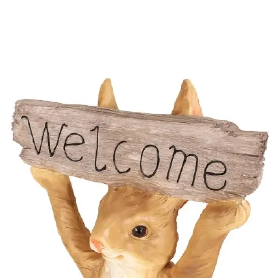 23.75" Concrete Corneu Outdoor Rabbit Garden Statue - White and Brown - Christopher Knight Home image {9}