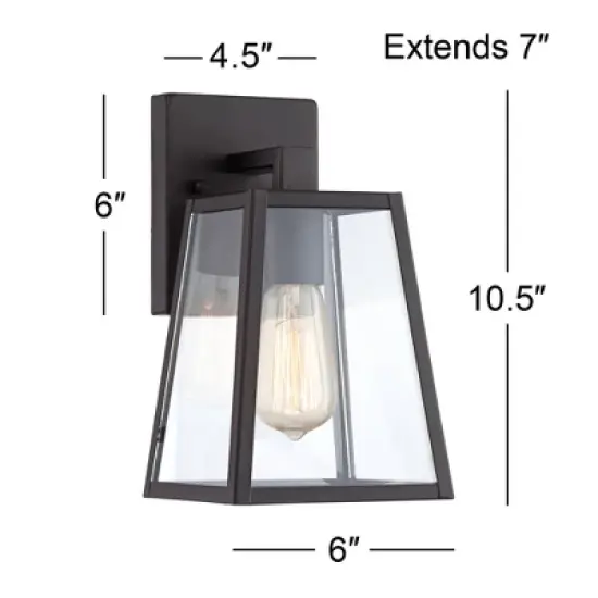 John Timberland Arrington Modern Outdoor Wall Lights Fixtures Set of 2 Mystic Black 10 3/4" Clear Glass for Exterior Barn Deck House Porch Yard Patio image {5}