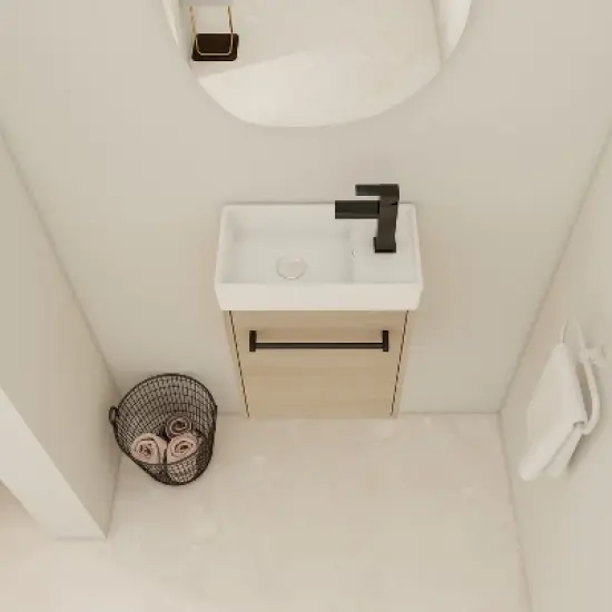 GDFStudio Zebulon Small Wall-Mounted Bathroom Vanity with Ceramic Sink and Mental Handle image {1}