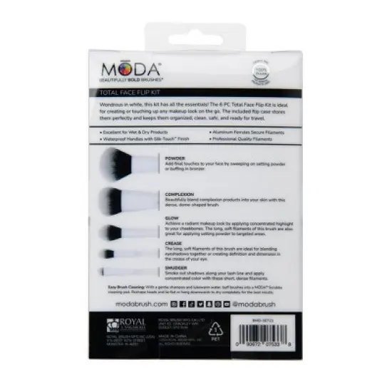 MODA Brush Total Face Travel Makeup Brush Set with Flip Case- 6pc image {11}