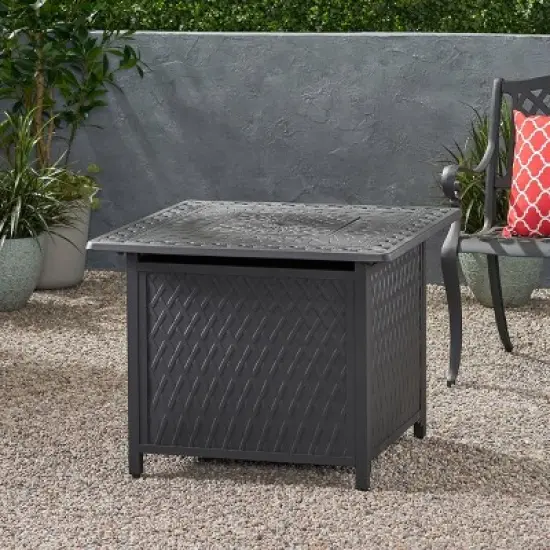 Aspen Outdoor Square Aluminum Fire Pit - Matte Black - Christopher Knight Home image {2}