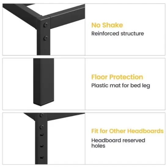 Garvee 14 Inch Twin/Full/Queen Bed Frame with Storage,Metal Platform Twin Bed Frame No Box Spring Needed Steel Slat Support Easy Assembly image {4}