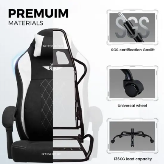 GTPLAYER Big and Tall Gaming Chair, Breathable Fabric, Strong Lumbar Support, Comfortable Office Chairs image {6}