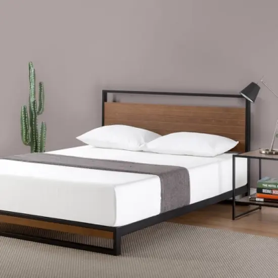 Suzanne Platform Bed with Headboard Black - Zinus image {1}