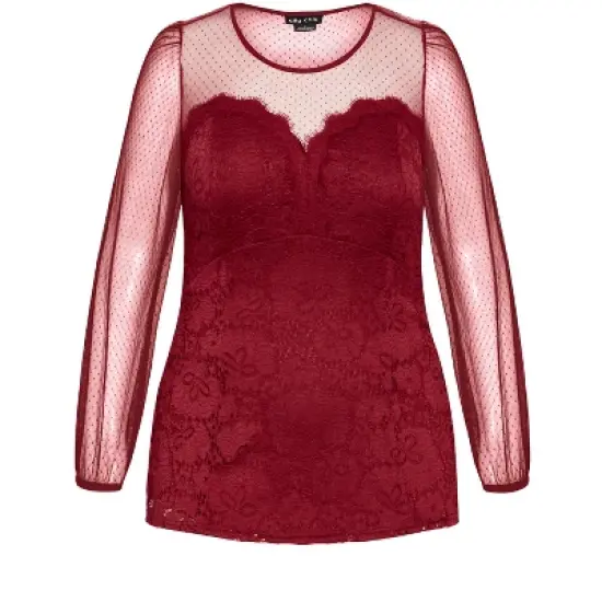 Women's Plus Size Lace Party Top - ruby | CITY CHIC image {4}