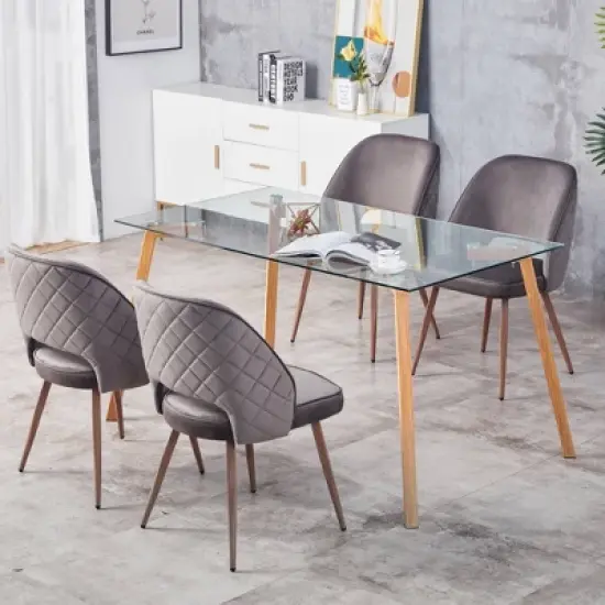 Modern Minimalist Rectangular Glass Dining Table For 4-6 People, Transparent - ModernLuxe image {1}
