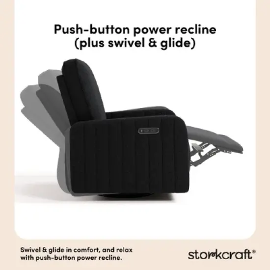 Storkcraft Kyoto Power Recliner Swivel Glider with Dual USB Charging image {4}