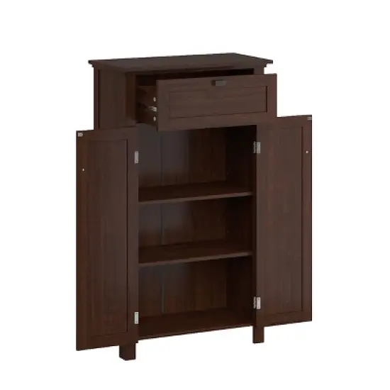 Hayward Two-Door Bathroom Storage Floor Cabinet Dark Woodgrain - RiverRidge Home image {4}