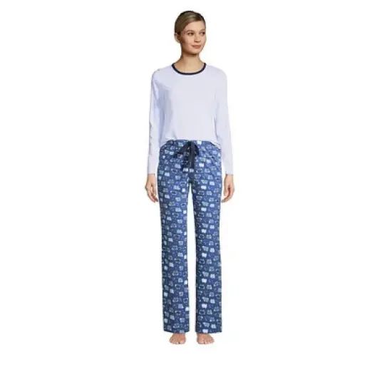 Lands' End Women's Knit Pajama Set Long Sleeve T-Shirt and Pants image {4}