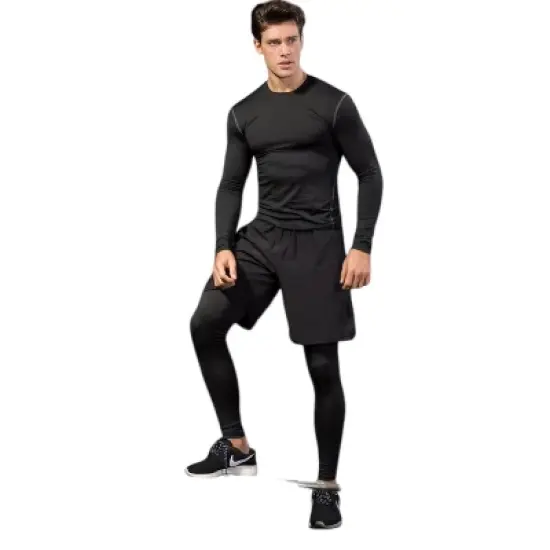 Anna-Kaci Active Men's 2-in-1 Athletic Training Shorts with Built-In Compression Leggings and Elastic Waistband image {1}