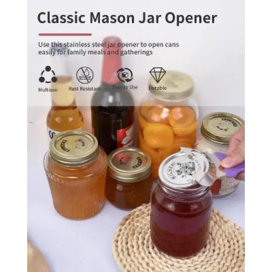 No-Dent Mason Jar Opener - Manual Multi-Purpose Canning Tool & Bottle Opener image {1}