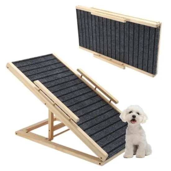 Unique Bargains  Wooden FoldableDog Ramp for Bed 1 Pc image {6}