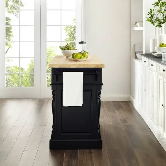 Oxford Butcher Block Kitchen Island Black - Crosley image {4}