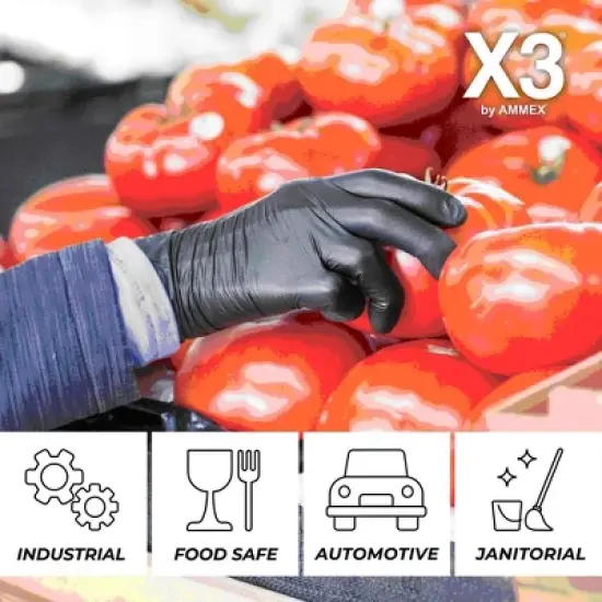 X3 Black Nitrile Gloves - Light Duty, Industrial Grade - Perfect for household and commercial Cleaning, Food Service, and Automotive Detailing image {4}