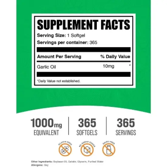 Bulksupplements Garlic Oil Softgels image {1}