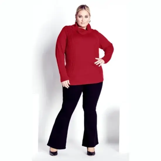Women's Plus Size Rosie Cable Knit Sweater - ruby port | AVENUE image {3}