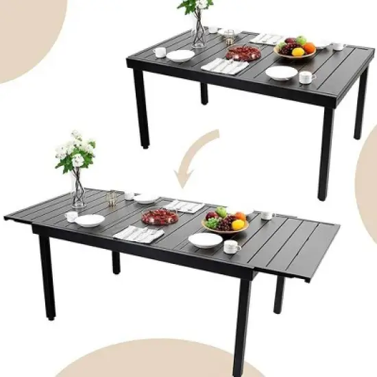 7pc Metal Dining Set with Expandable Table & 6 Swivel Chairs - Captiva Designs image {2}