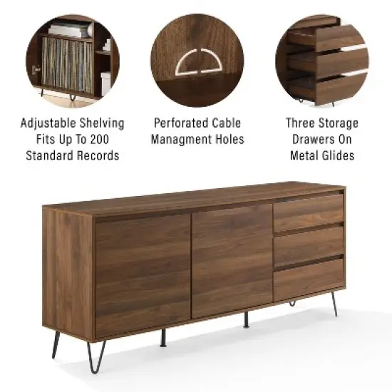 Teagan Record Storage Sideboard Brown Oak - Crosley image {5}