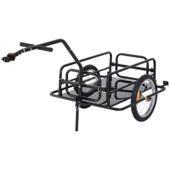 Aosom Foldable Bike Cargo Trailer Cart with Hitch, 88 lbs. Capacity, 16' Wheels, Black image {3}