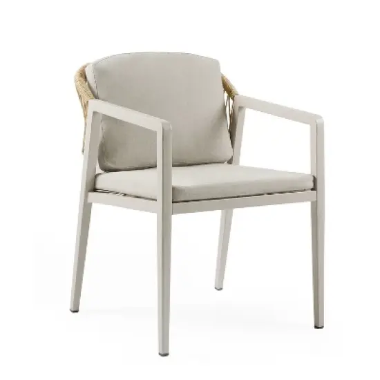 7-Piece Outdoor Dining Set Patio Set with PE Rattan Dining Chair and Extendable Dining Table, Acacia Wood, Gray+Natural-ModernLuxe image {11}