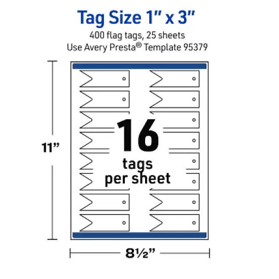 Avery Banner Rectangle Flag Tags, 1" x 3", Glossy White, 400 Total image {4}