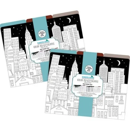 Barker Creek Color Me! Cityscapes 14pt Letter-Size File Folders Multi-Design Set 24 per Set: Art Stationery, Top Tab, 50 Sheet Capacity image {2}