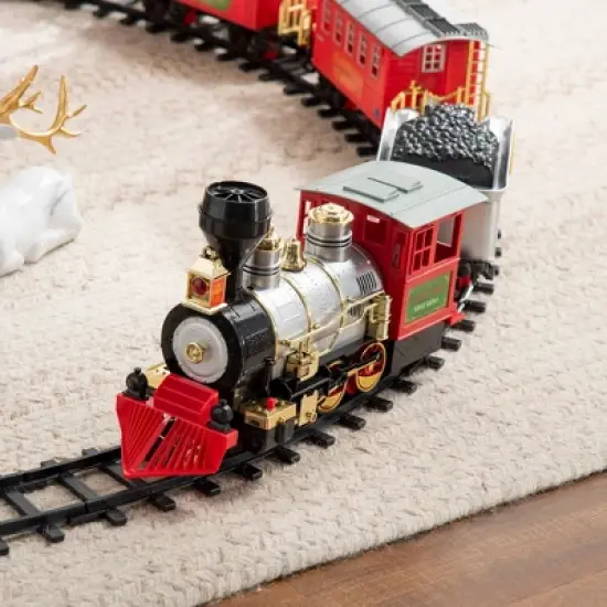 Qaba Sounds & Lights Christmas Tree Train Set for Under the Tree with Large Tracks, North Pole Express Train Set Holiday Toy for Kids, Christmas Gift image {5}