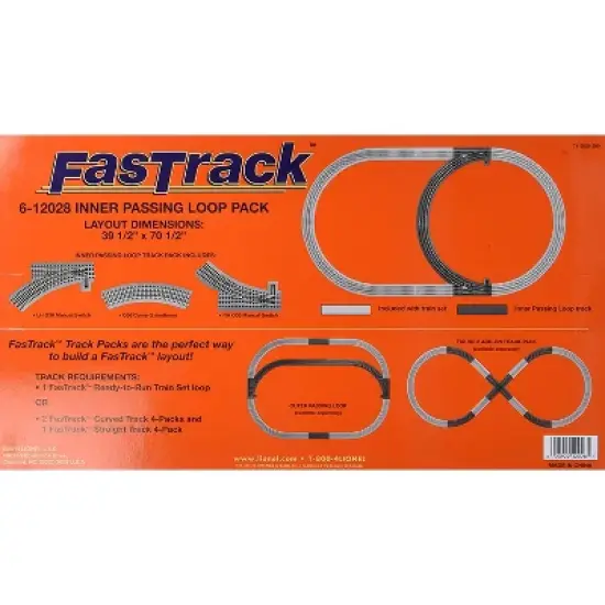 Lionel 612028 FasTrack Electric Model Train O Gauge Inner Passing Loop Add-On Pack with 4 Total Pieces image {1}