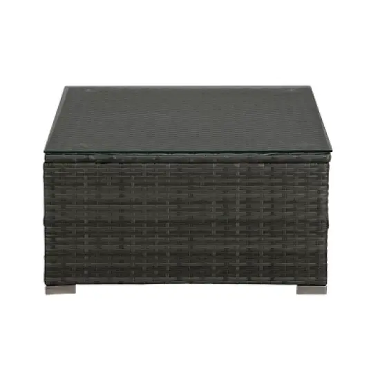 6pc Outdoor Rattan Wicker Conversation Set with Chairs, Coffee Table & Cushions - Gray/Red - GODEER image {11}