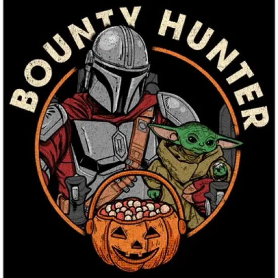 Boy's Star Wars: The Mandalorian Halloween Candy Bounty Hunter Din Djarin and Grogu T-Shirt image {1}