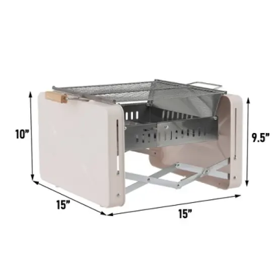 WELLFOR 15" Portable Charcoal Grill W-11412 Beige image {5}