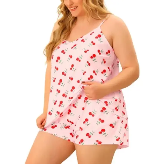 Agnes Orinda Women's Plus Size Foral Top with Elastic Waist Shorts Nightgown Set image {1}