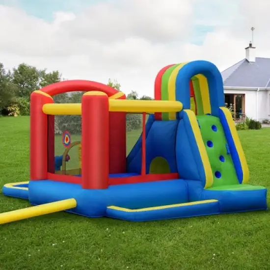 Costway Inflatable Kid Bounce House Slide Climbing Splash Pool Jumping Castle Without Blower image {2}