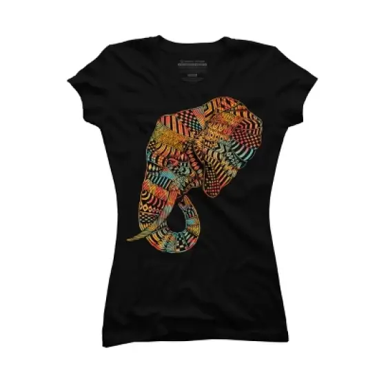 Junior's Design By Humans Elephant (Majestic) By kase T-Shirt image {3}