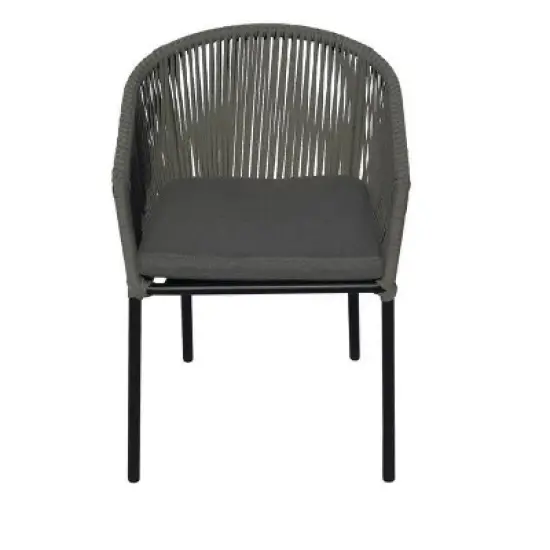 Courtyard Casual Osborne Black Aluminum Outdoor Dining Set w/ Table and 6 chairs with Cushions image {8}