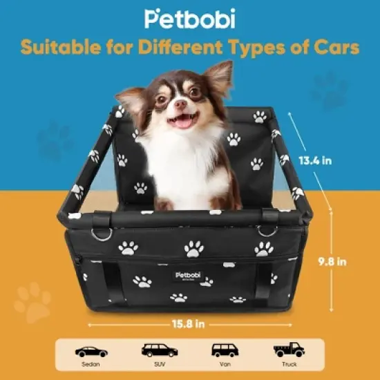 Petbobi Dog Car Booster Seat for Cat Holiday Gift Pet Bag Portable and Breathable with Seat Belt with Clip on Leash and Storage Pocket, Pink image {6}