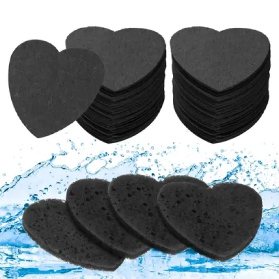 Unique Bargains Portable High-Temperature Resistant Non-Irritating Face Cleansing Sponges Heart-Shaped 120 Pcs image {7}