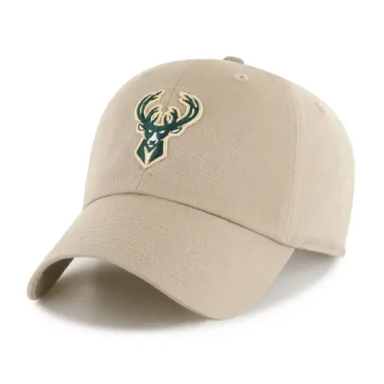 NBA Milwaukee Bucks Khaki Clean Up Hat: Cotton Twill, Adjustable Strap image {2}
